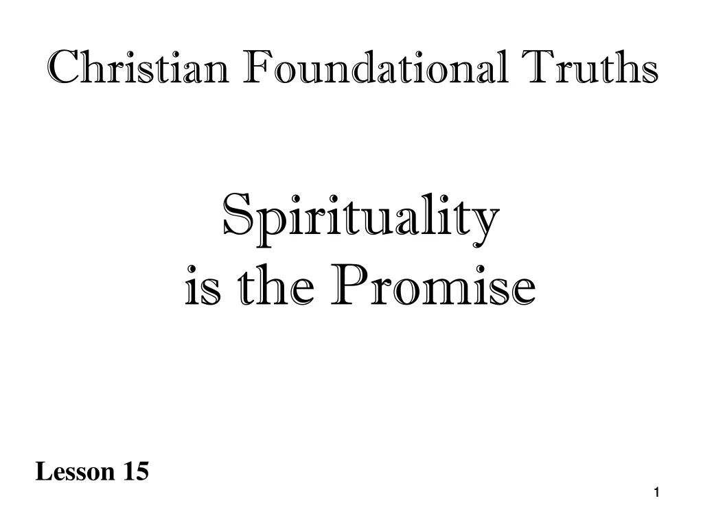 spirituality is the promise