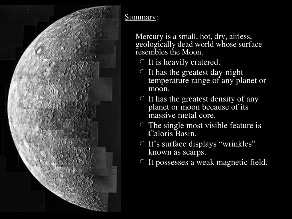 summary mercury is a small hot dry airless