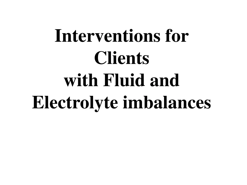 interventions for clients with fluid