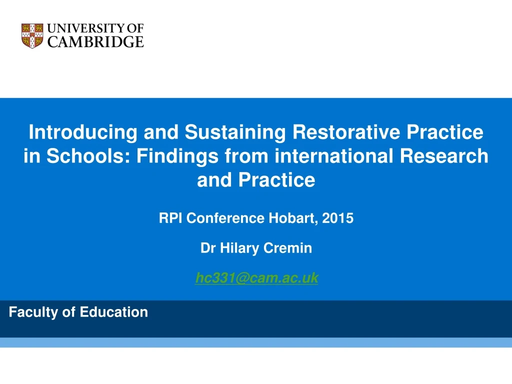 introducing and sustaining restorative practice