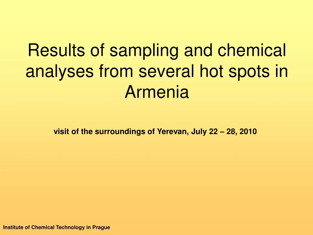 results of sampling and che m ical analyses from several hot spots in armenia