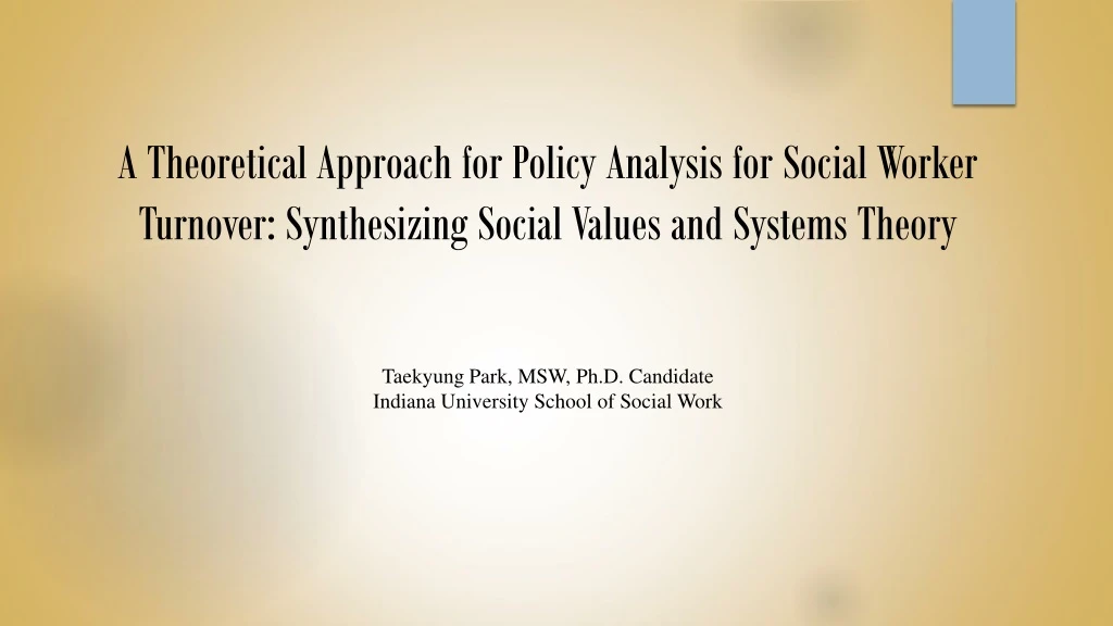 a theoretical approach for policy analysis