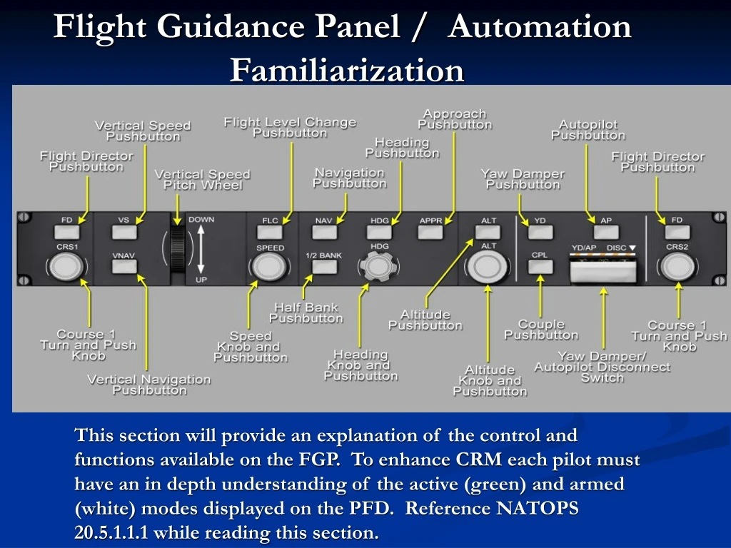 flight guidance panel automation familiarization