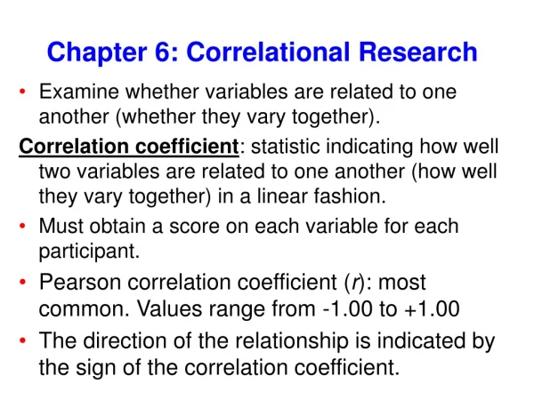 Chapter 6: Correlational Research