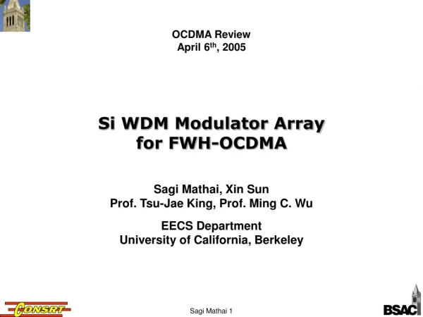 Si WDM Modulator Array for FWH-OCDMA
