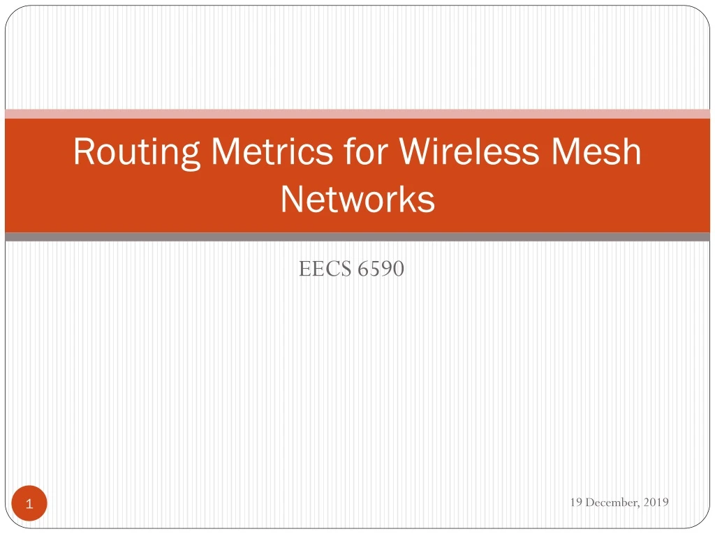 routing metrics for wireless mesh networks