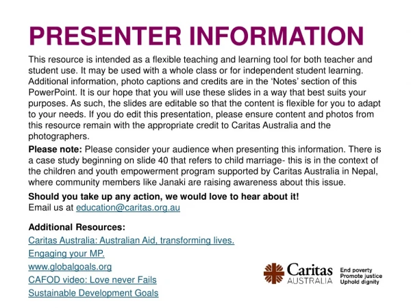 Presenter information