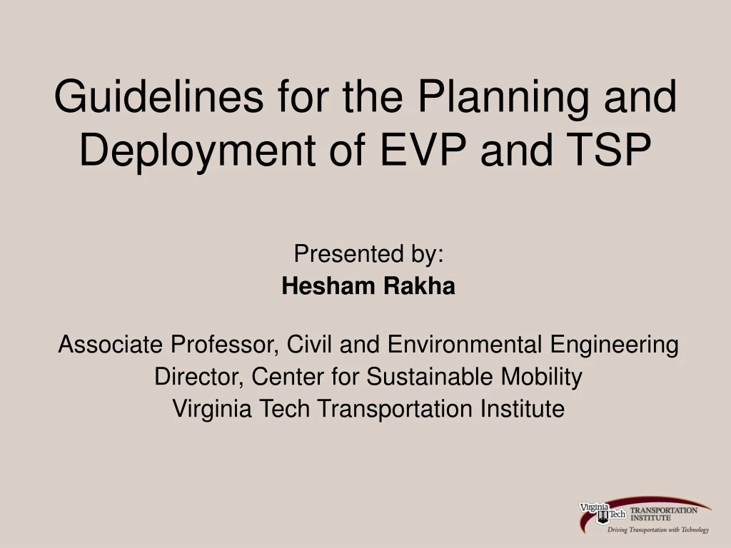 guidelines for the planning and deployment of evp and tsp