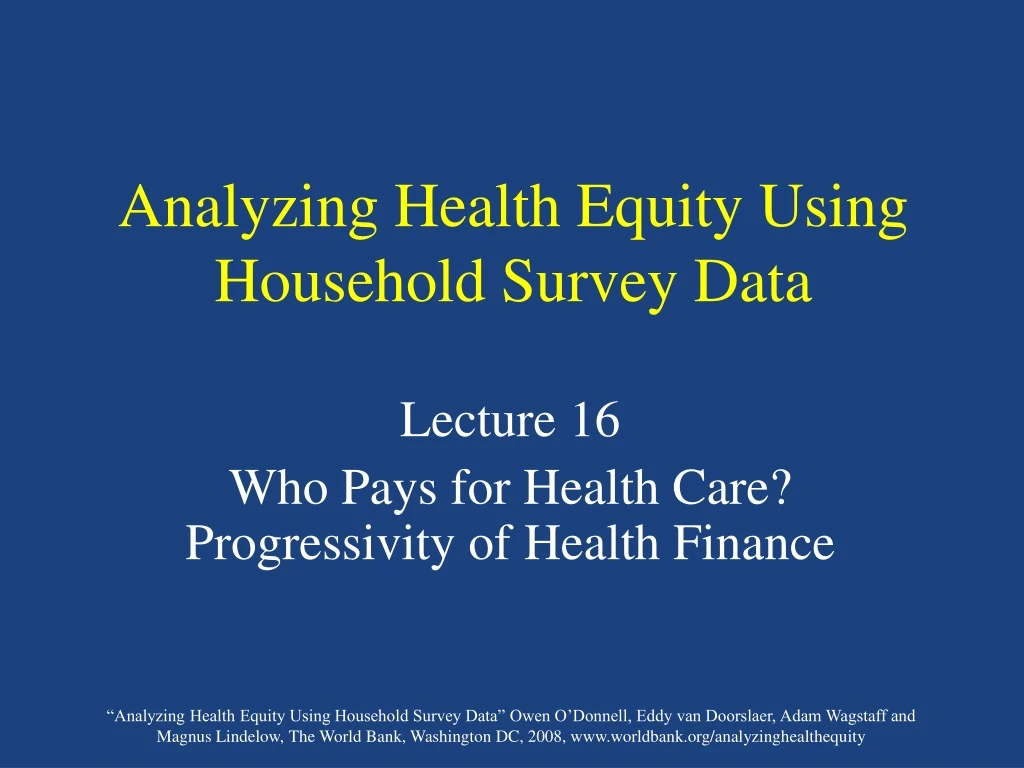analyzing health equity using household survey data