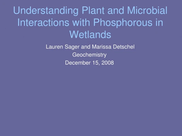 Understanding Plant and Microbial Interactions with Phosphorous in Wetlands