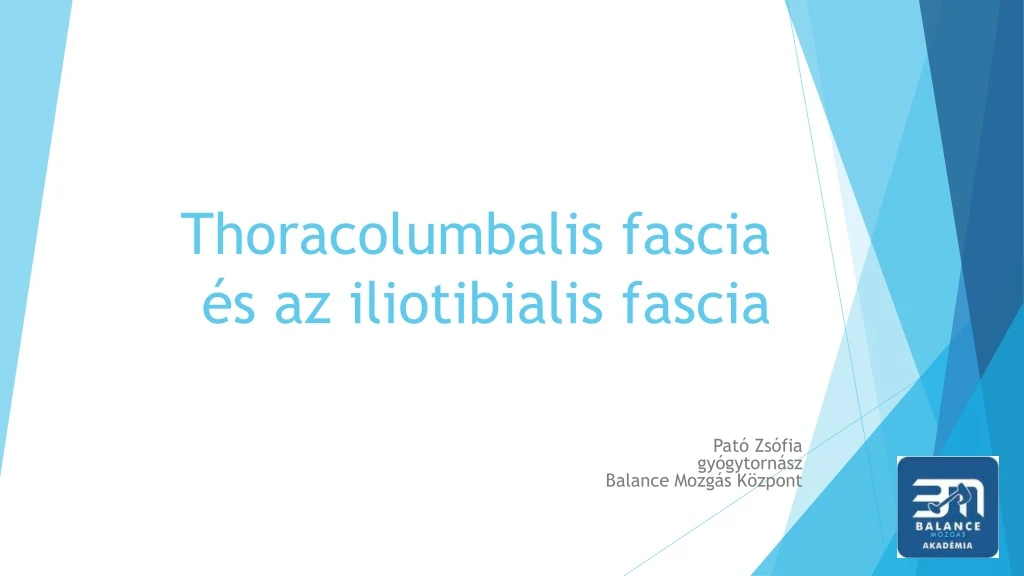 thoracolumbalis fascia s az iliotibialis fascia