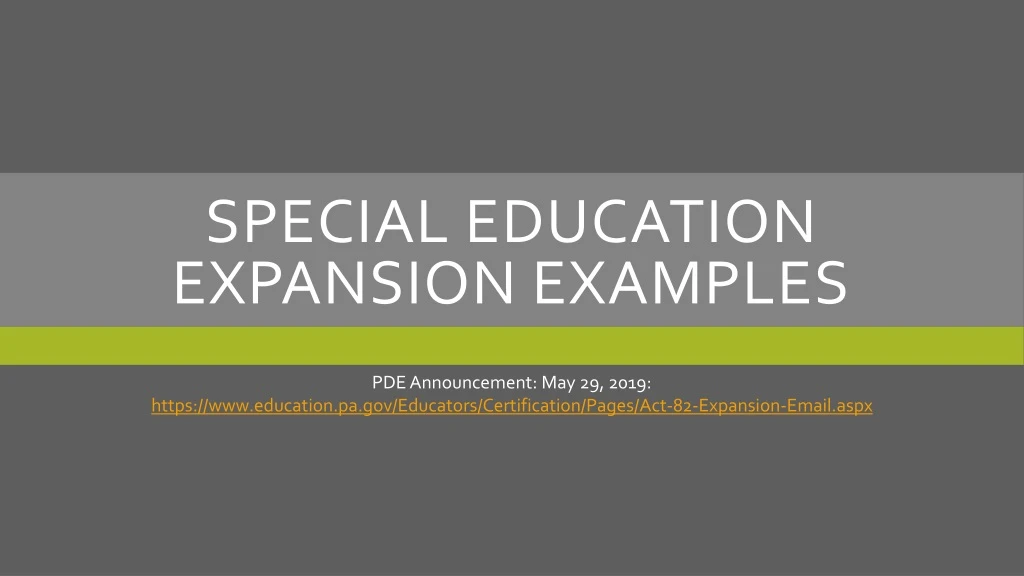 special education expansion examples