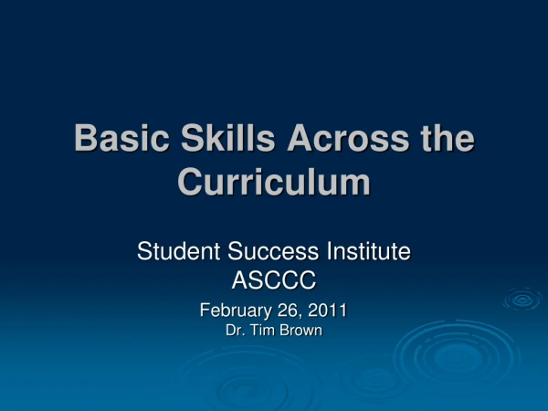 Basic Skills Across the Curriculum