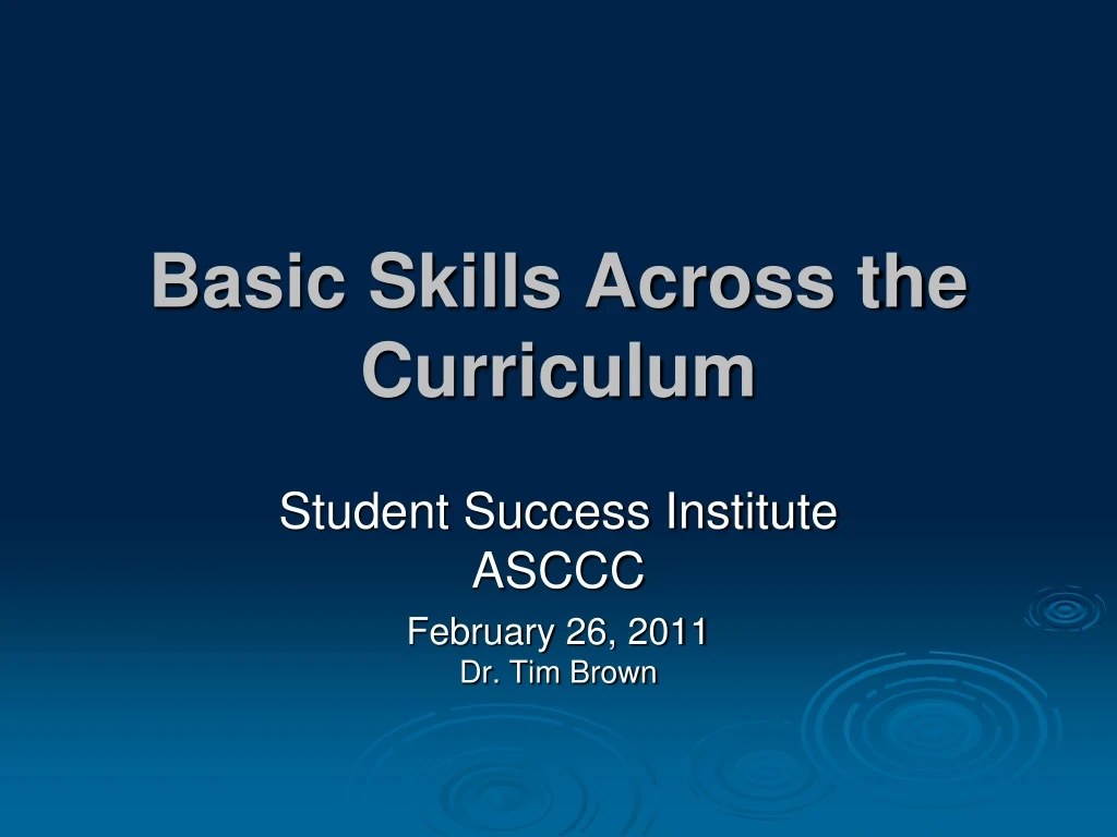 basic skills across the curriculum