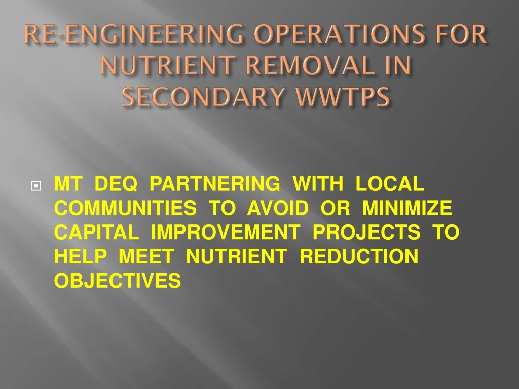 re engineering operations for nutrient removal in secondary wwtps