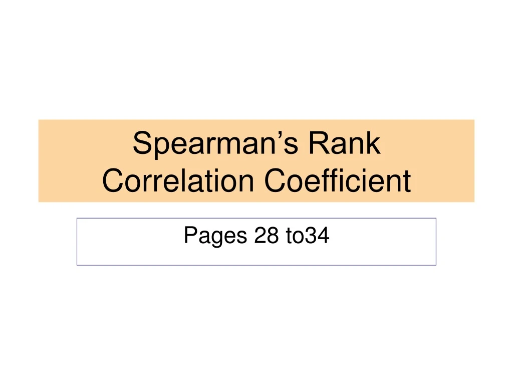 spearman s rank correlation coefficient