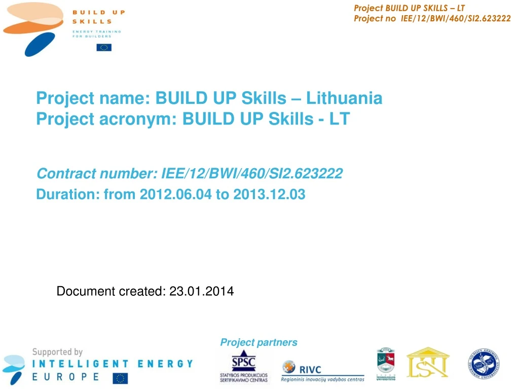project name build up skills lithuania project acronym build up skills l t