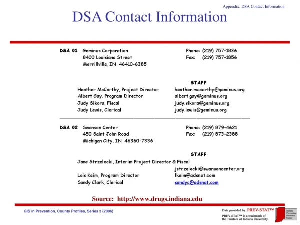 DSA Contact Information