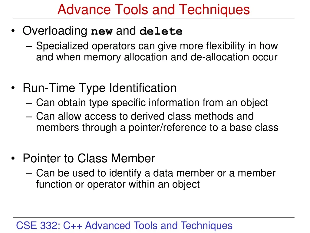 advance tools and techniques