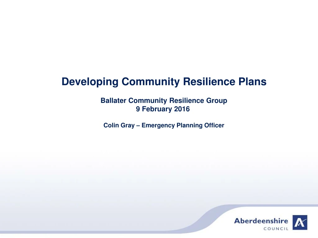 developing community resilience plans ballater