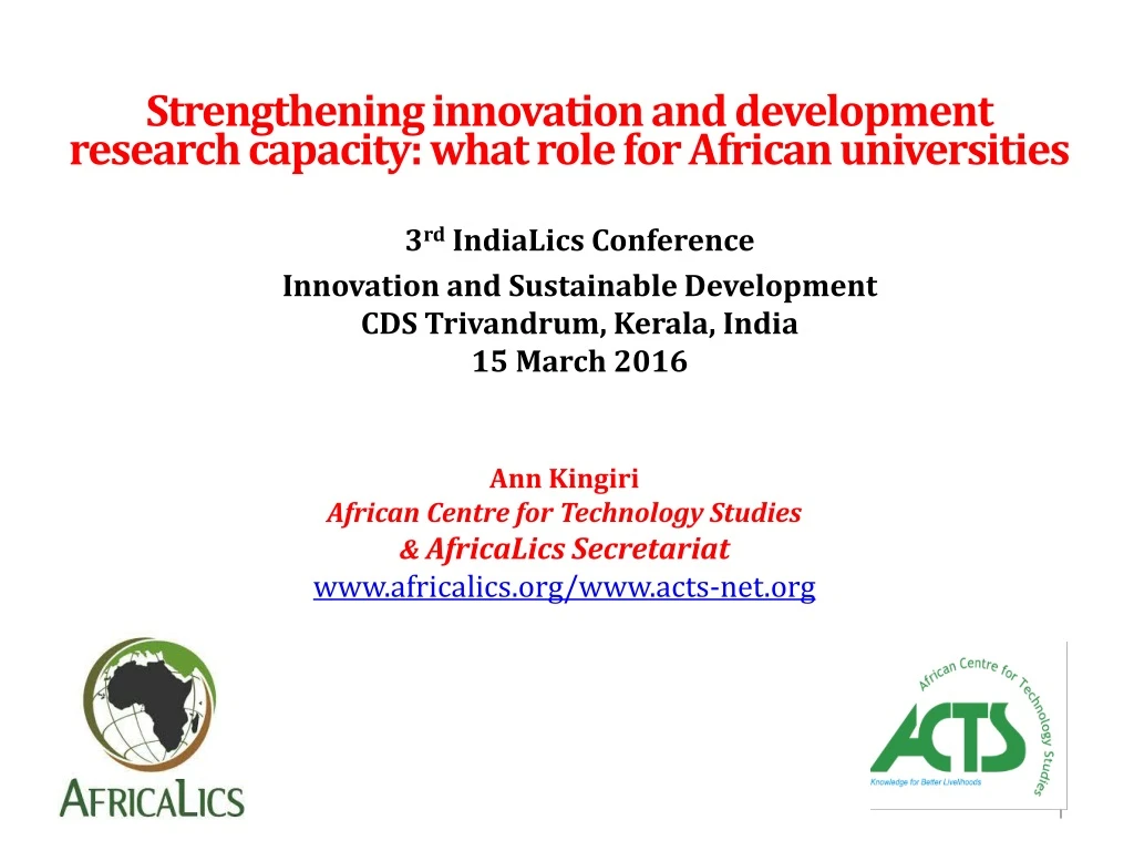 strengthening innovation and development research capacity what role for african universities