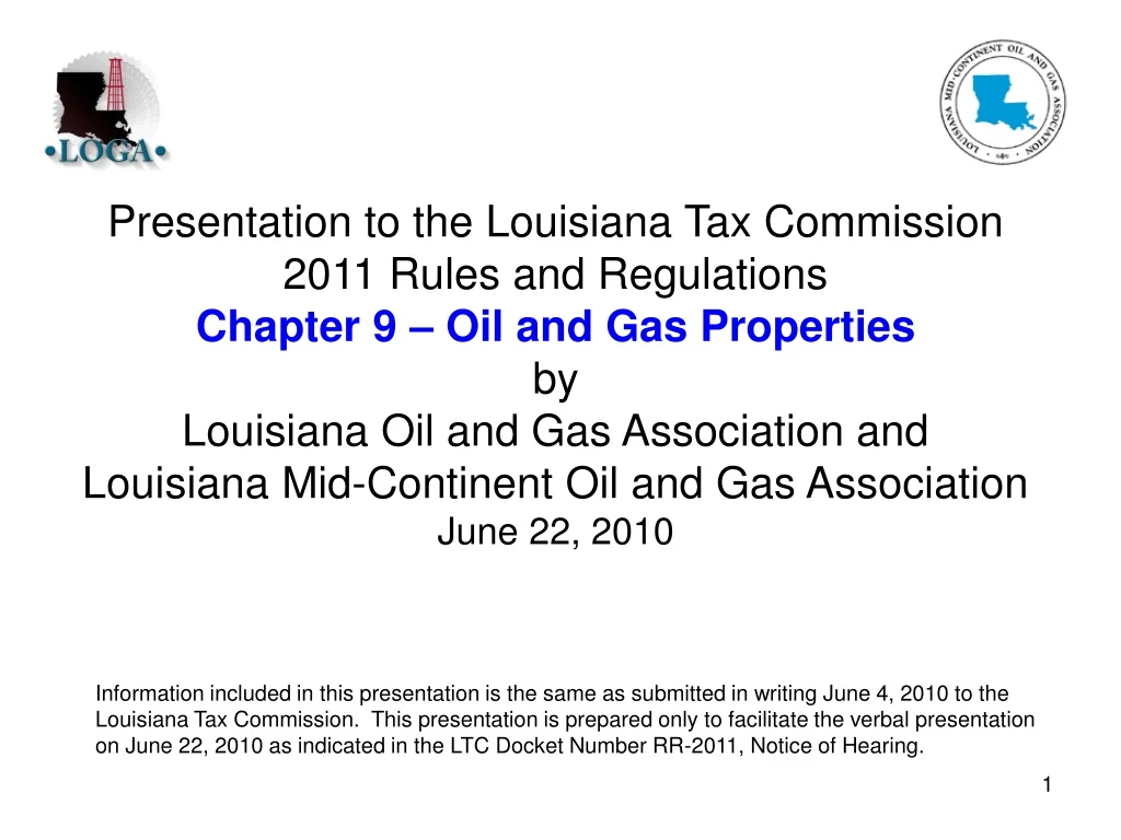 presentation to the louisiana tax commission 2011