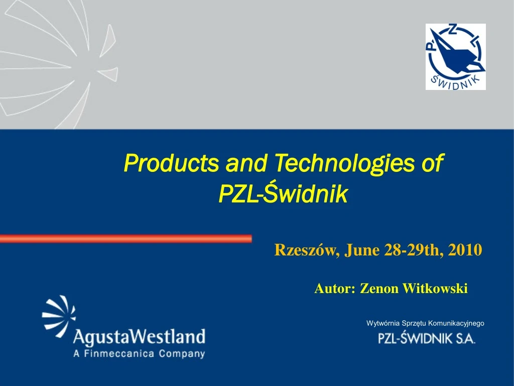 products and technologies of pzl widnik
