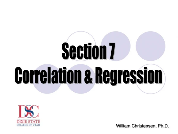 Section 7 Correlation &amp; Regression