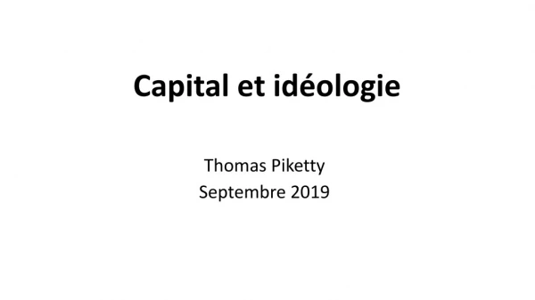 Capital et  idéologie