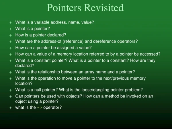 Pointers Revisited
