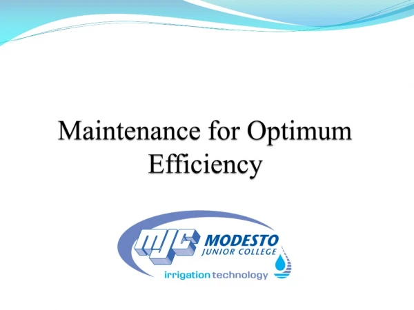 Maintenance for Optimum Efficiency