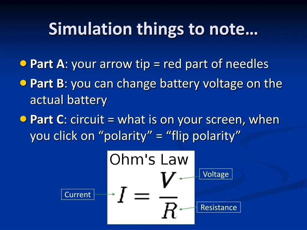 simulation things to note