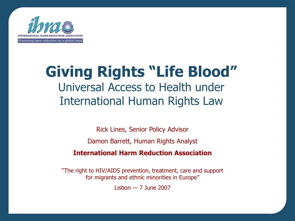 giving rights life blood universal access to health under international human rights law