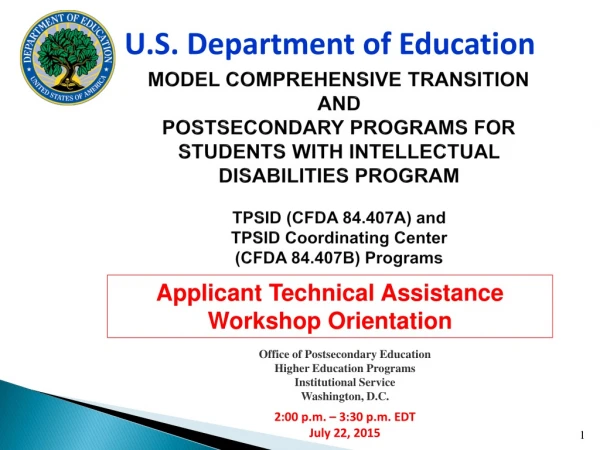 Applicant Technical Assistance  Workshop Orientation
