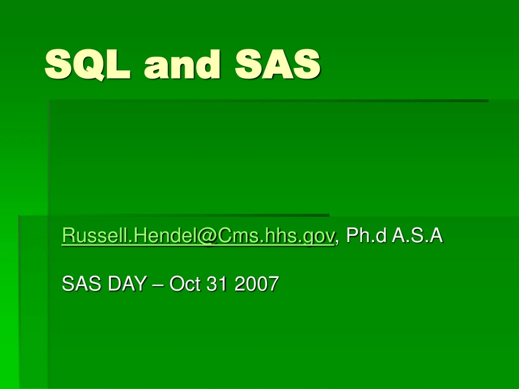 sql and sas