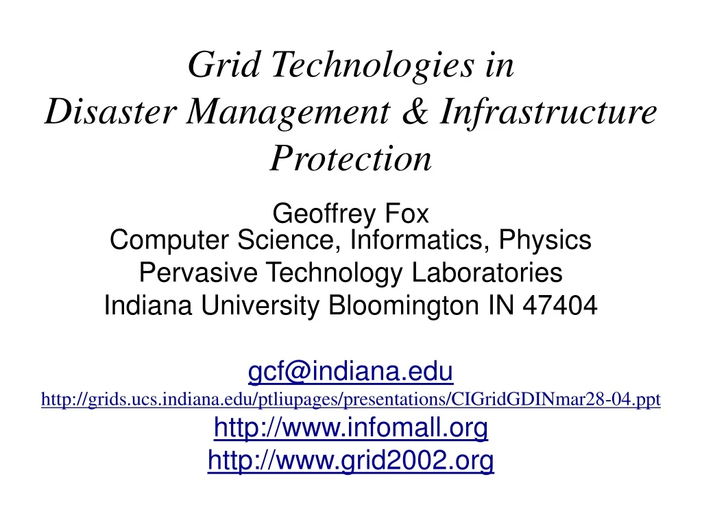 grid technologies in disaster management infrastructure protection