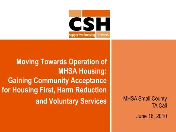 MHSA Small County TA Call June 16, 2010