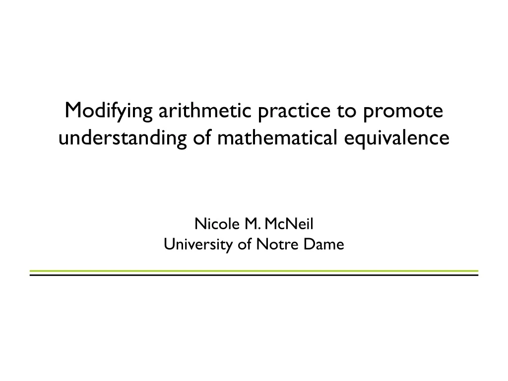 modifying arithmetic practice to promote