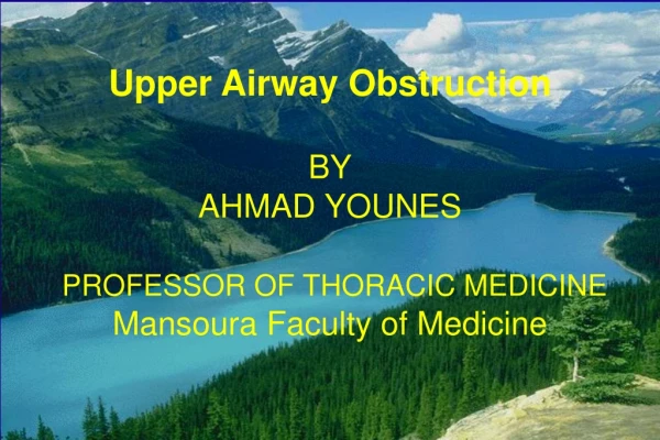 Upper Airway Obstruction BY AHMAD YOUNES PROFESSOR OF THORACIC MEDICINE
