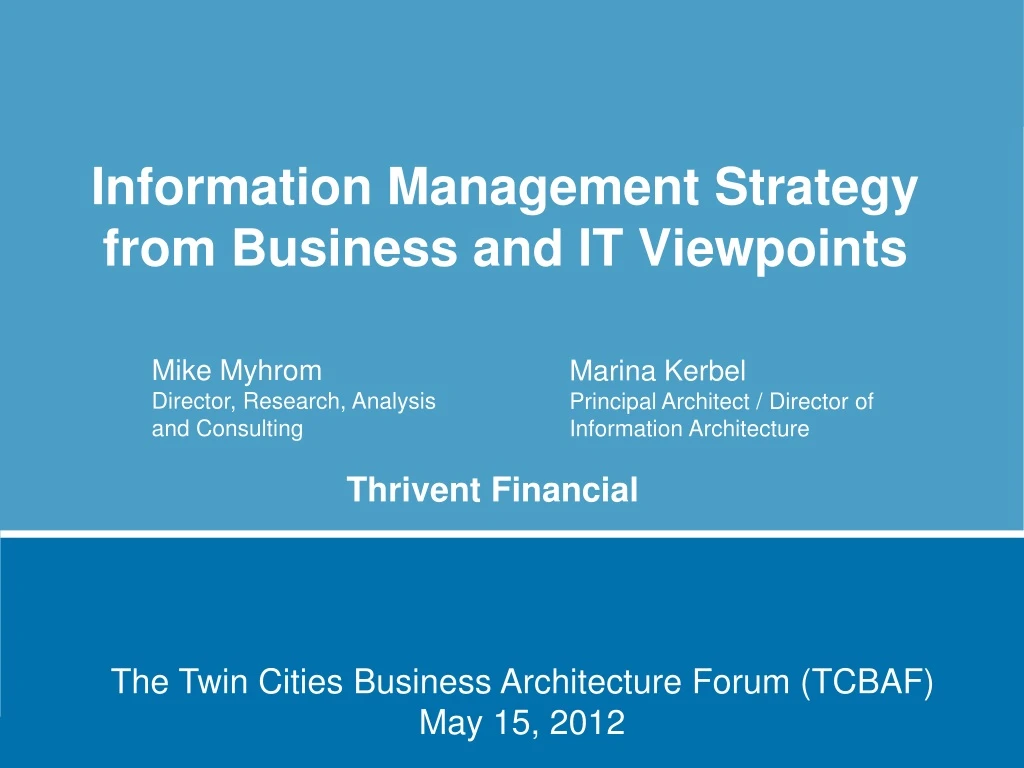 information management strategy from business and it viewpoints