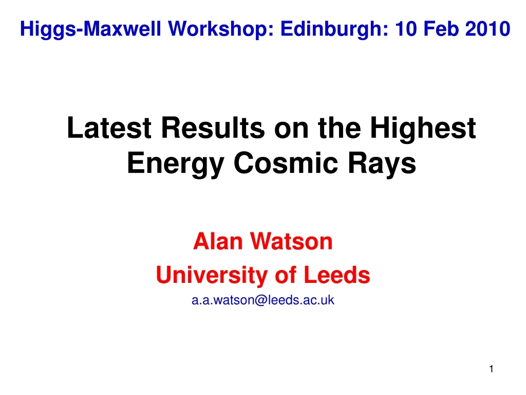 latest results on the highest energy cosmic rays