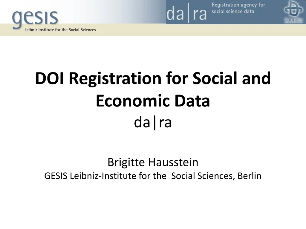 doi registration for social and economic data
