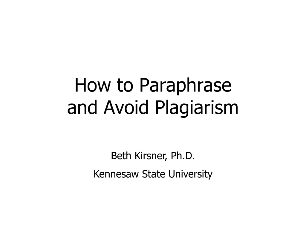 how to paraphrase and avoid plagiarism
