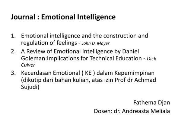 Journal : Emotional Intelligence