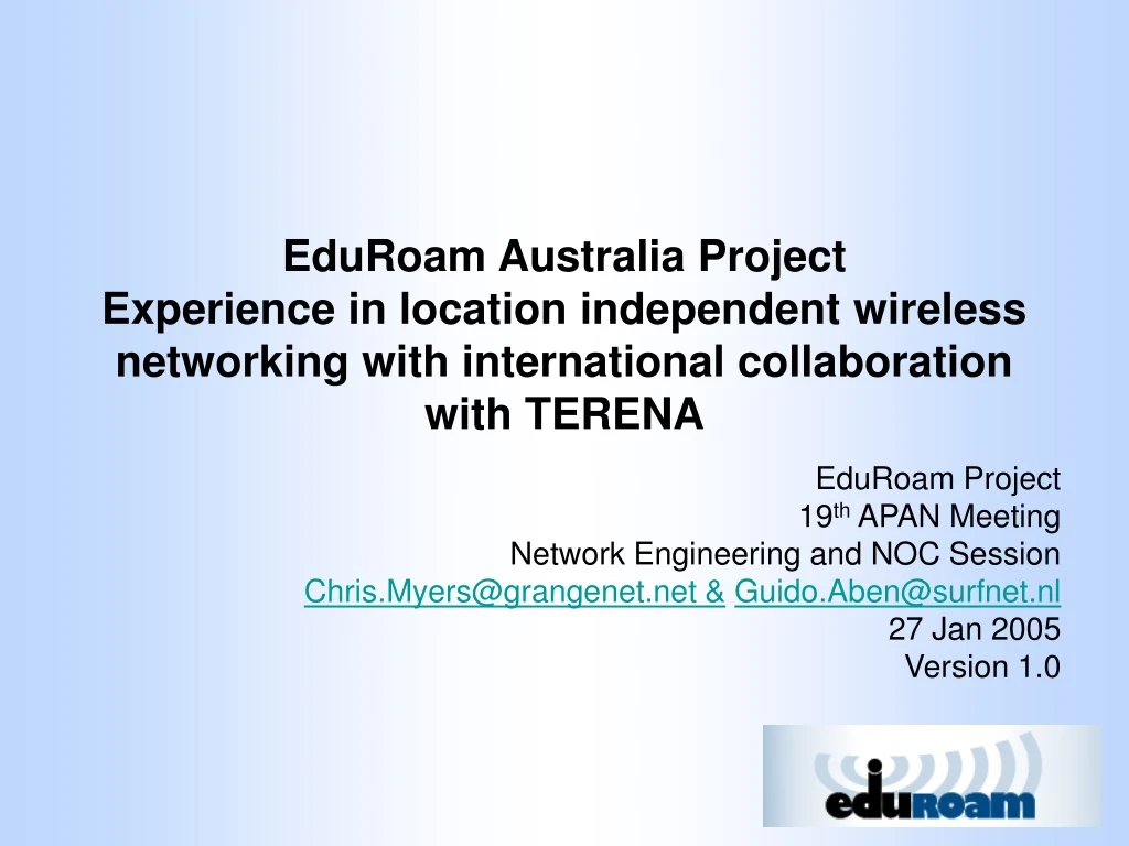 eduroam australia project experience in location