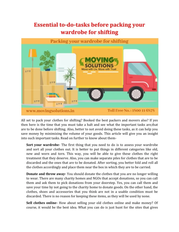 essential to do tasks before packing your