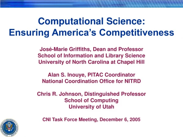 Computational Science:   Ensuring America’s Competitiveness
