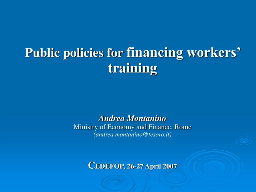 public policies for financing workers training
