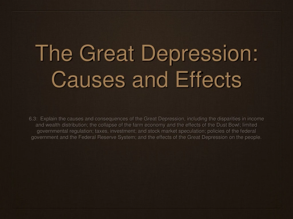 the great depression causes and effects