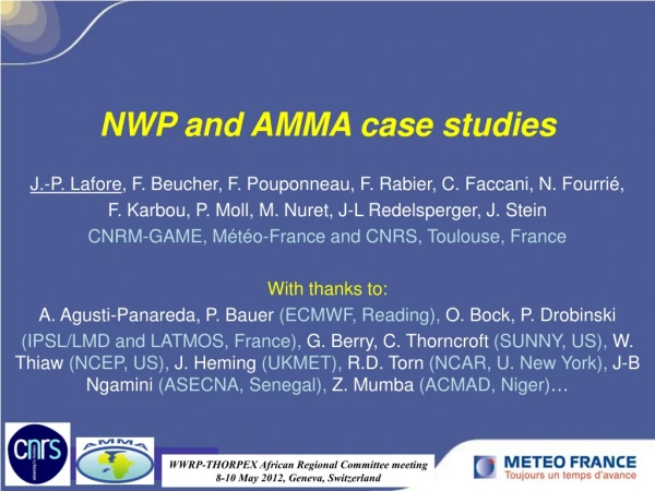 NWP and AMMA case studies